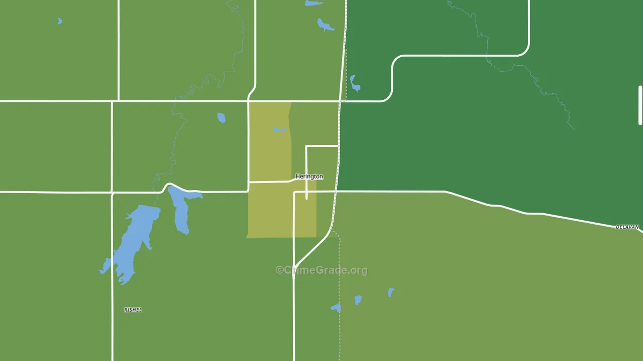 Herington, KS Map of Vehicle Theft Rates