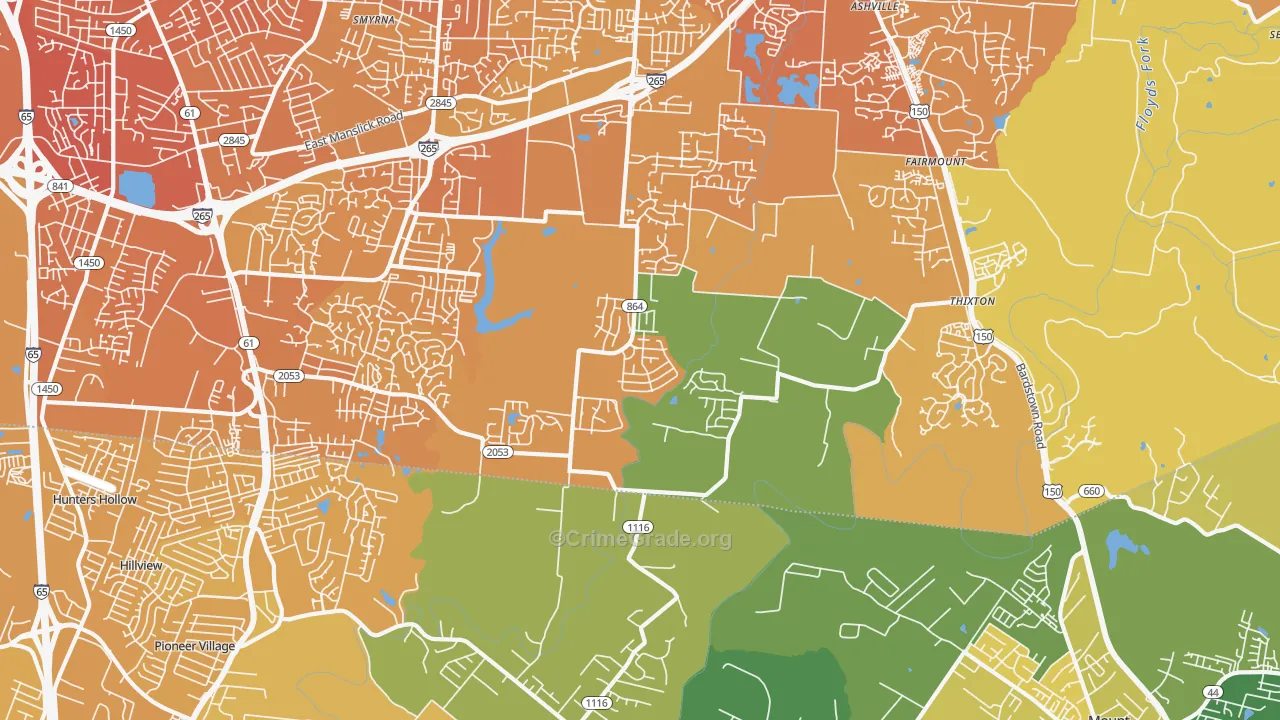 Heritage Creek, KY Map of Vehicle Theft Rates