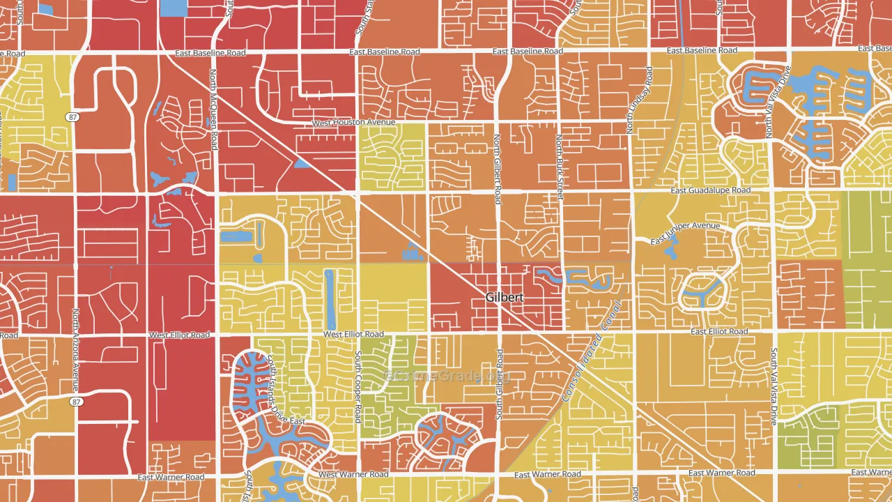 Heritage District, Gilbert, AZ Map of Vehicle Theft Rates