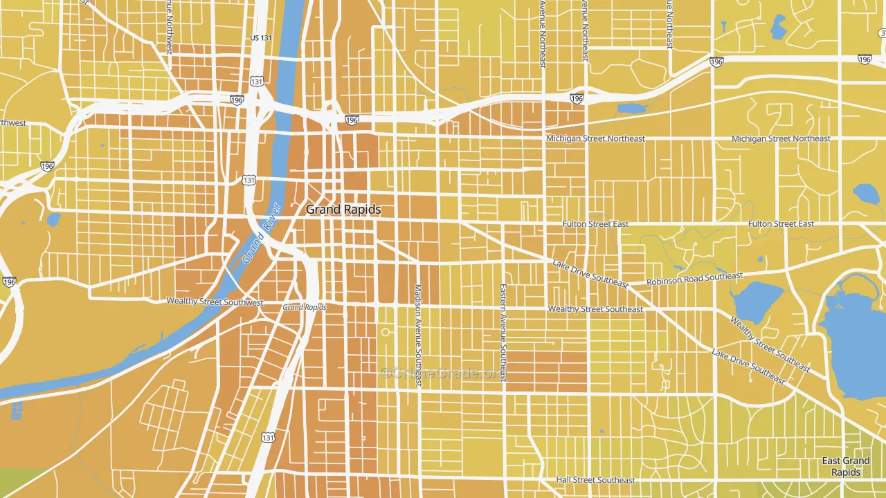 Heritage Hill, Grand Rapids, MI Map of Vehicle Theft Rates
