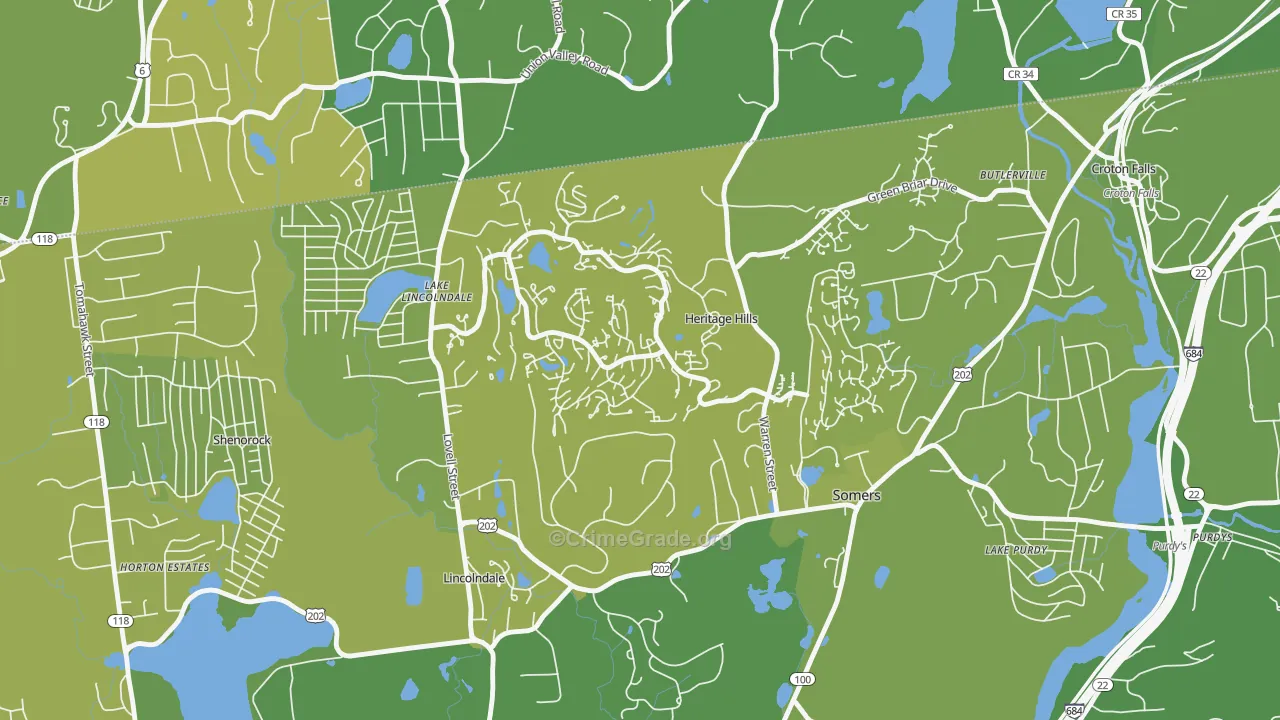 Heritage Hills, NY Map of Vehicle Theft Rates