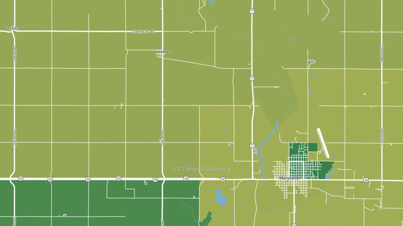 Herkimer, KS Map of Vehicle Theft Rates