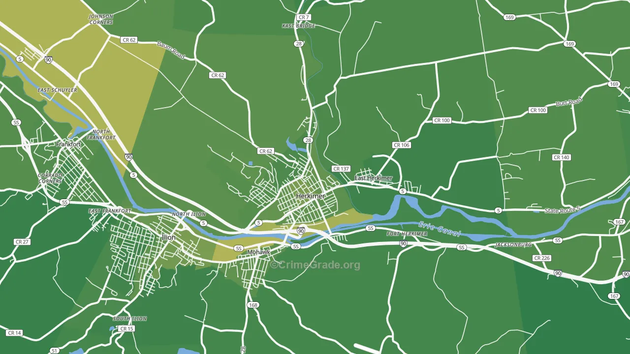Herkimer, NY Map of Vehicle Theft Rates