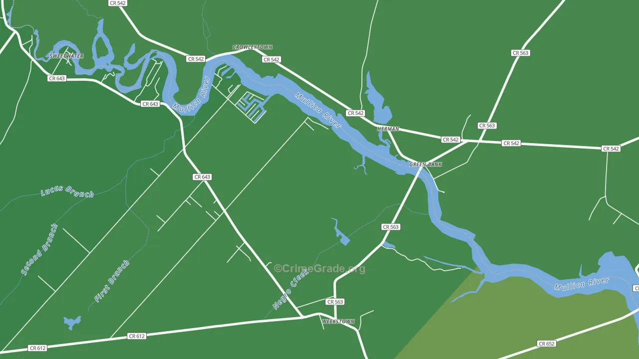Herman, NJ Map of Vehicle Theft Rates
