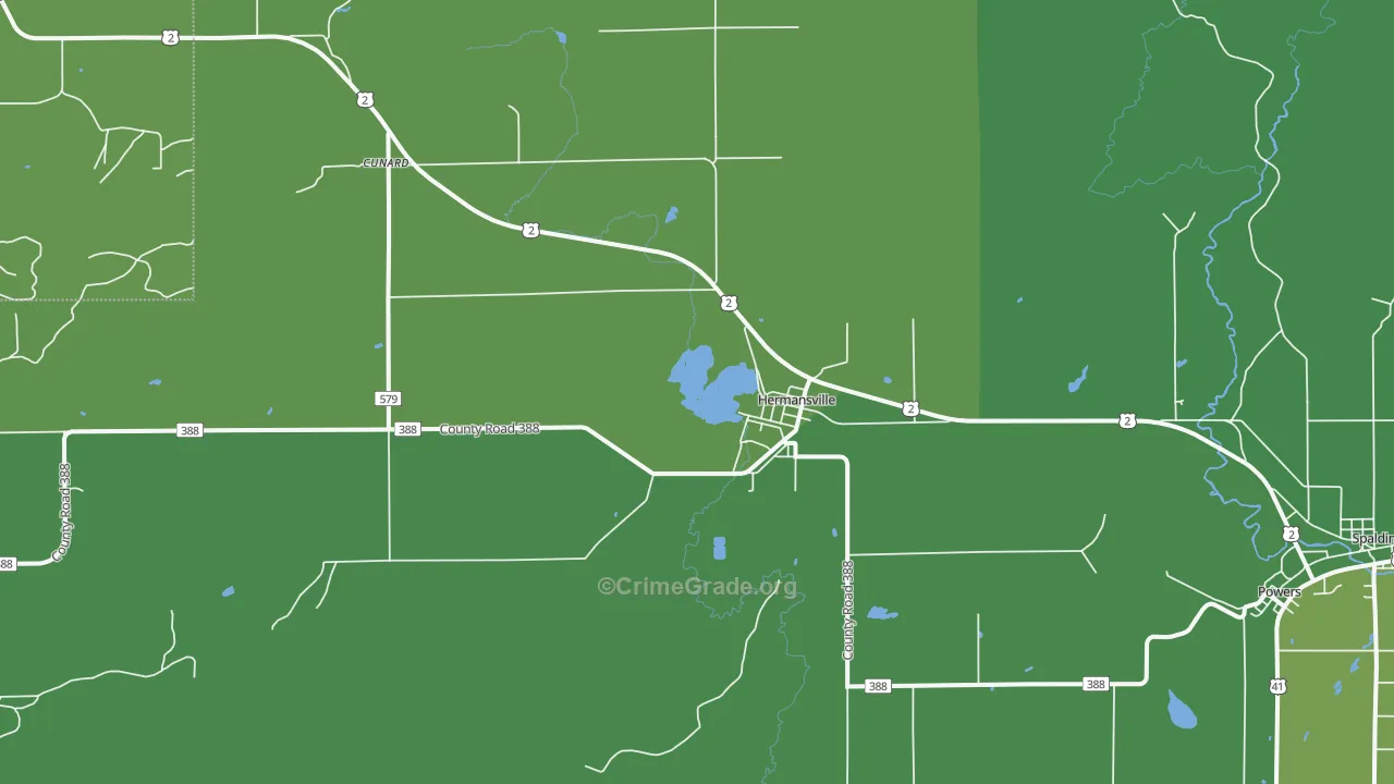 Hermansville, MI Map of Vehicle Theft Rates