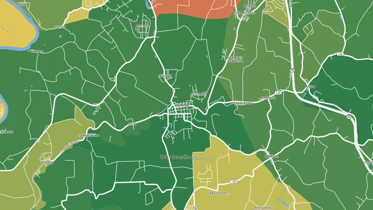 Herminie, PA Map of Vehicle Theft Rates