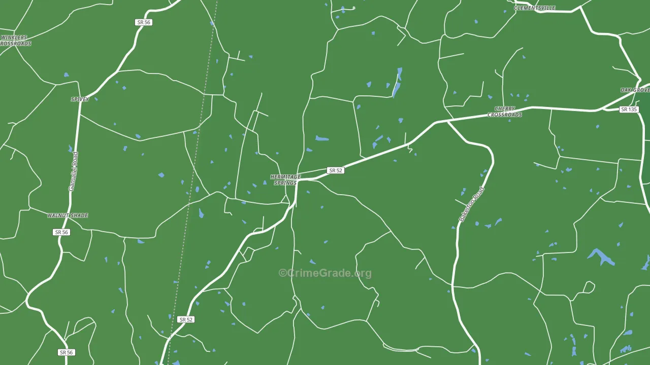 Hermitage Springs, TN Map of Vehicle Theft Rates