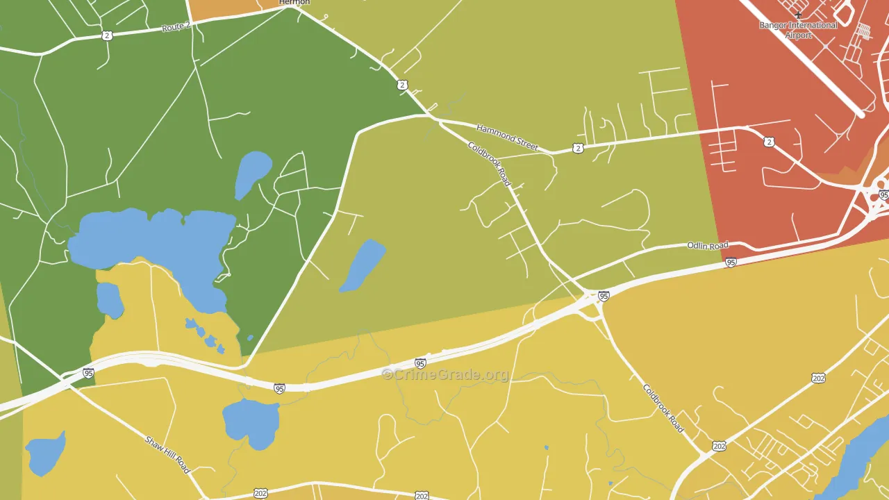 Hermon Center, ME Map of Vehicle Theft Rates