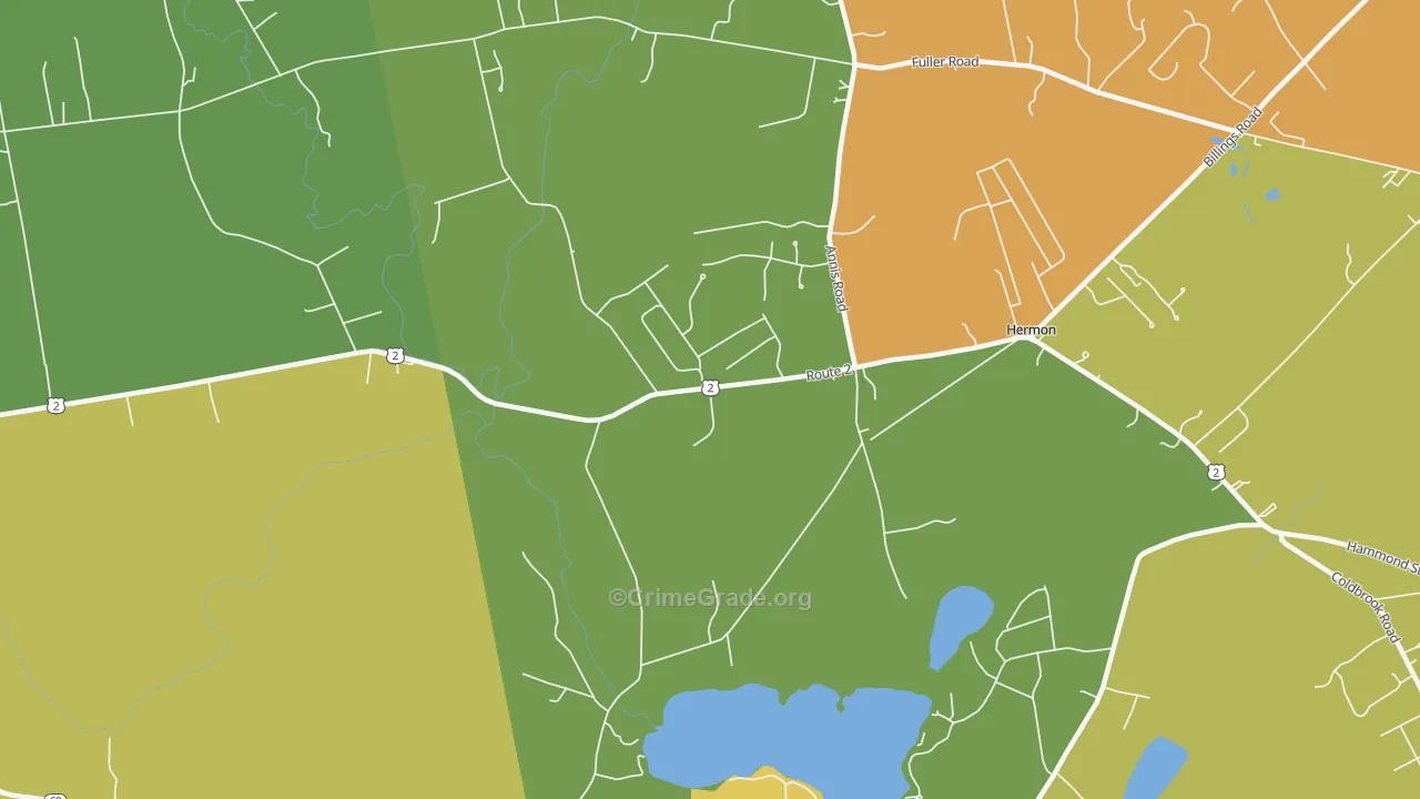 Hermon, ME Map of Vehicle Theft Rates