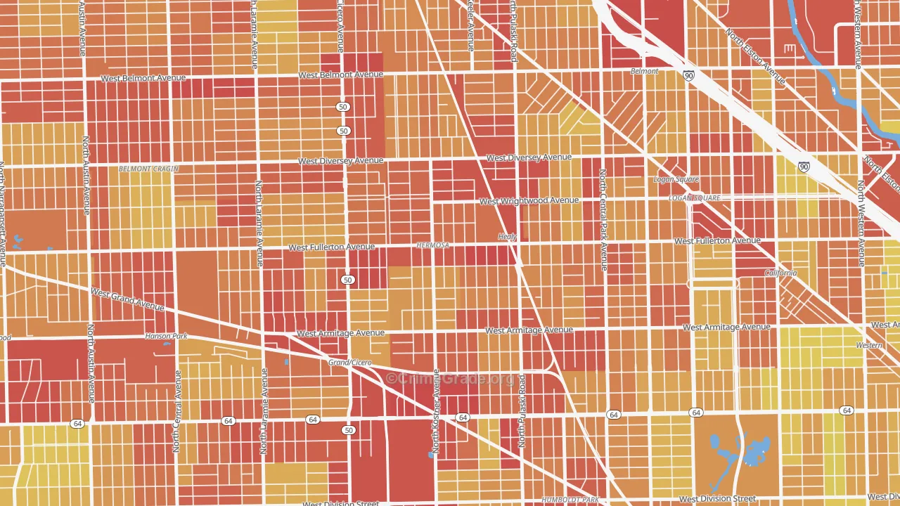 Hermosa, Chicago, IL Map of Vehicle Theft Rates