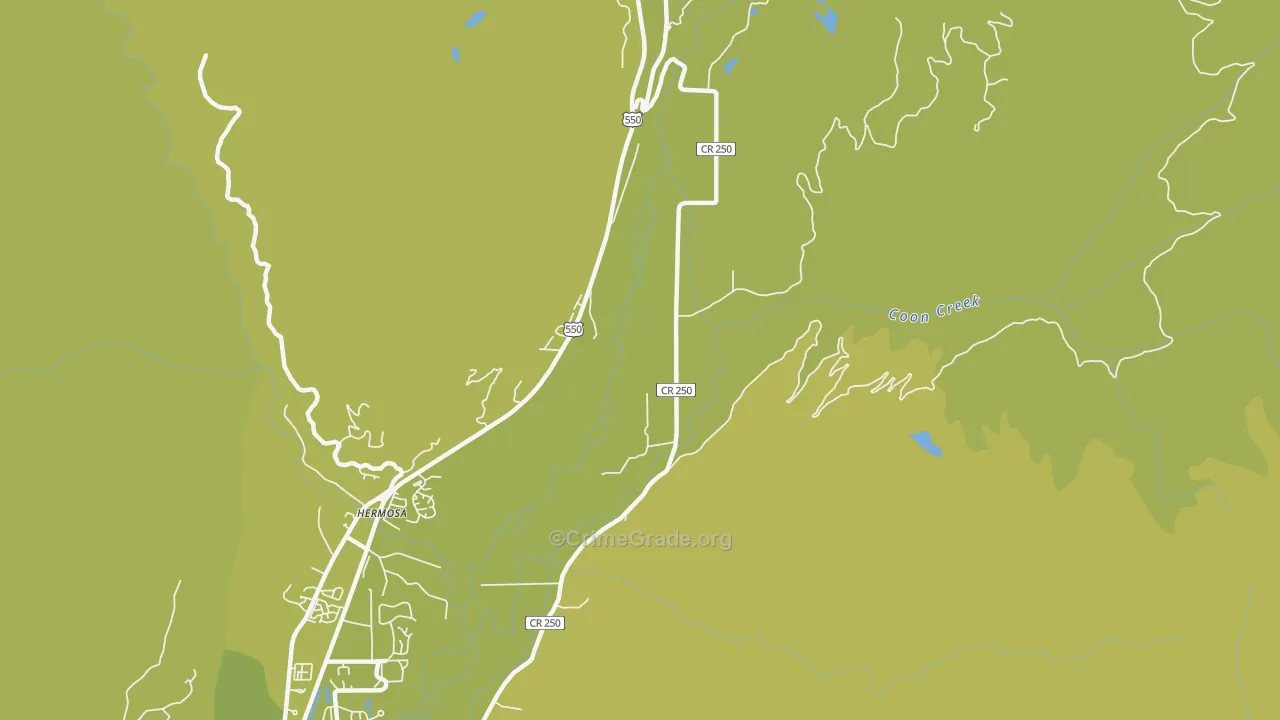 Hermosa, CO Map of Vehicle Theft Rates