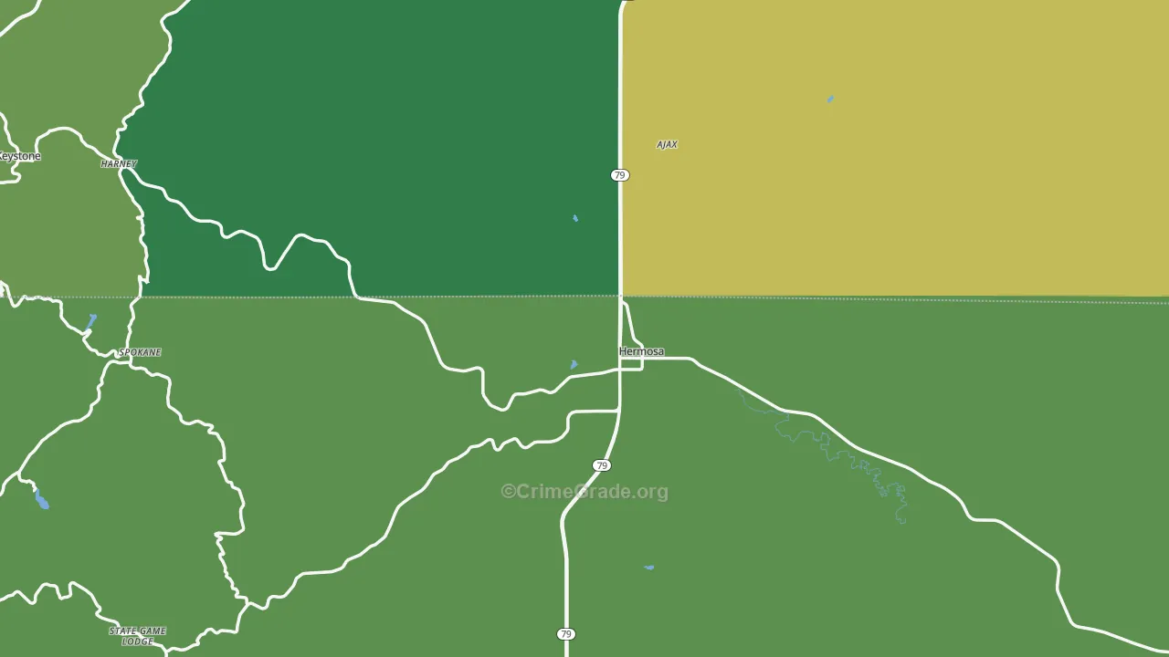 Hermosa, SD Map of Vehicle Theft Rates