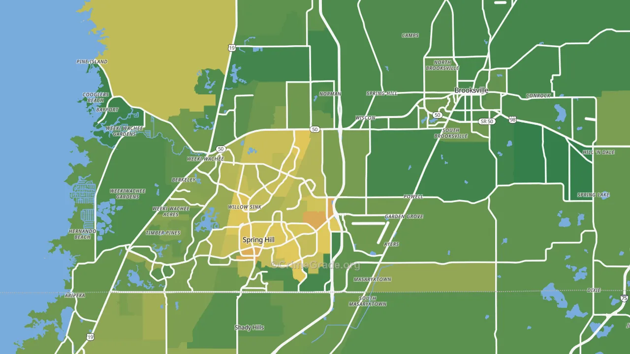 Hernando County, FL Map of Vehicle Theft Rates