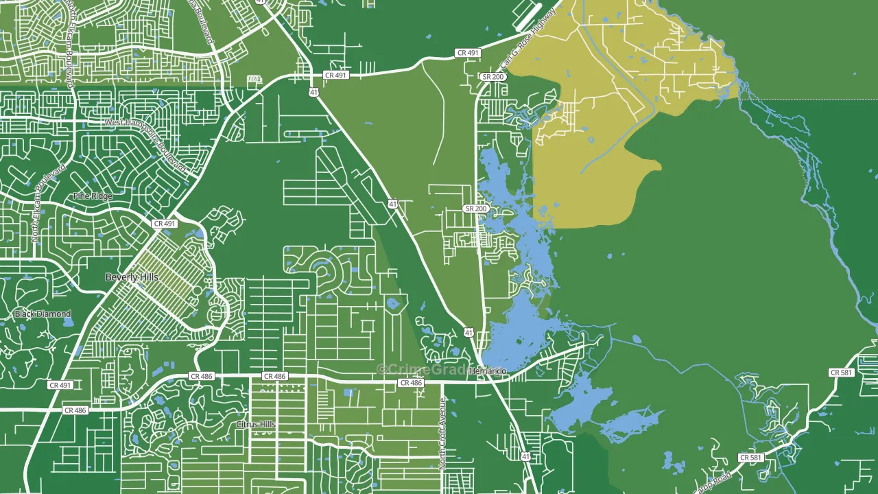 Hernando, FL Map of Vehicle Theft Rates
