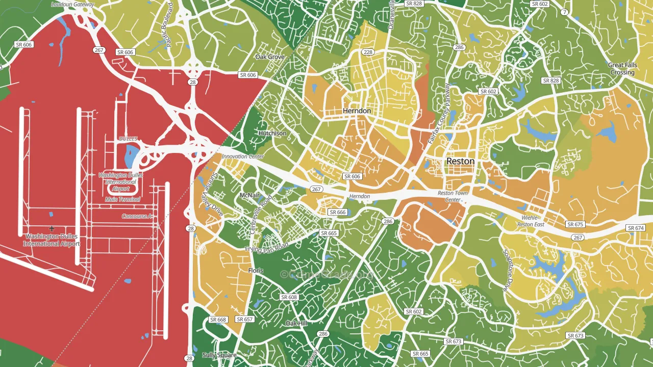 Herndon, VA Map of Vehicle Theft Rates
