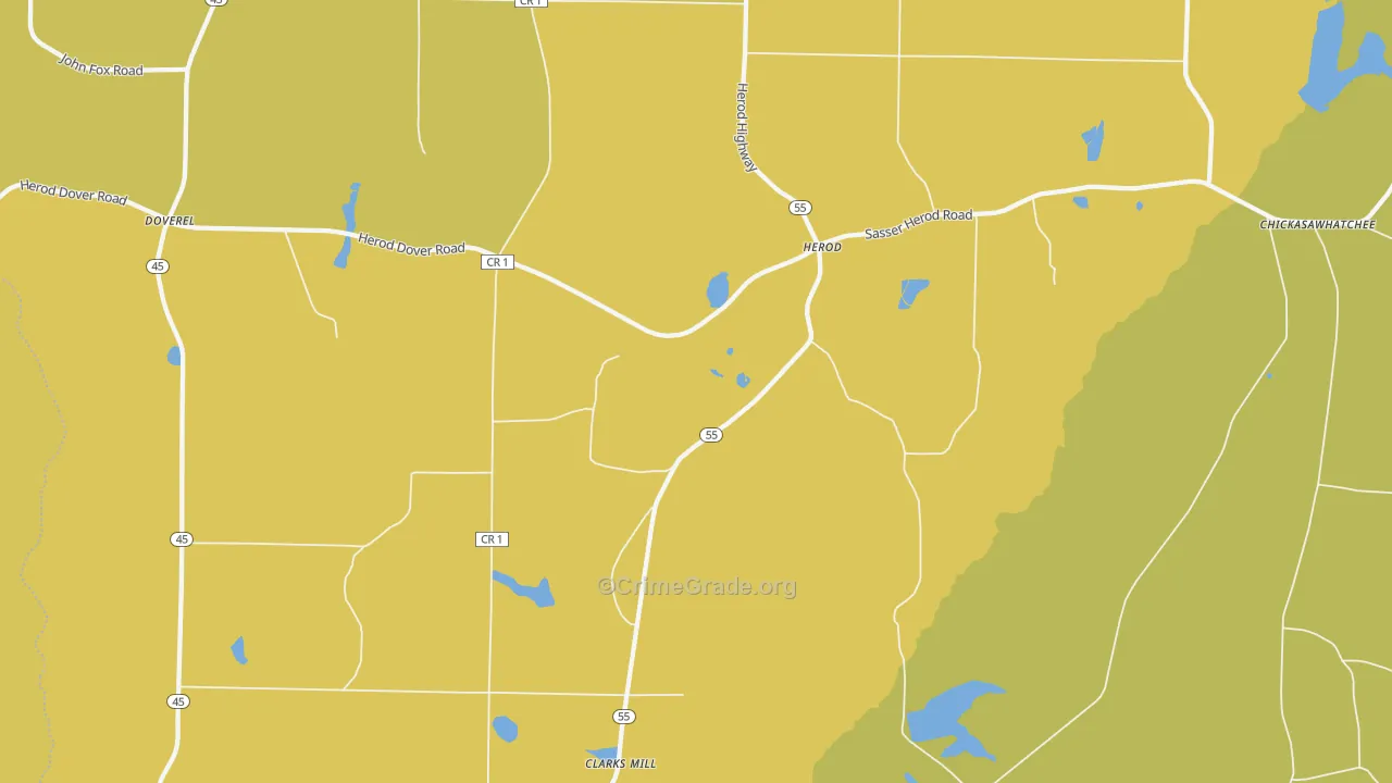 Herod, GA Map of Vehicle Theft Rates