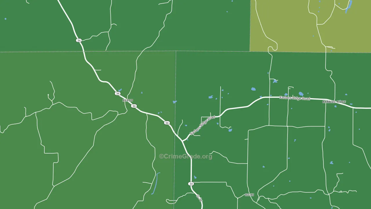 Herod, IL Map of Vehicle Theft Rates
