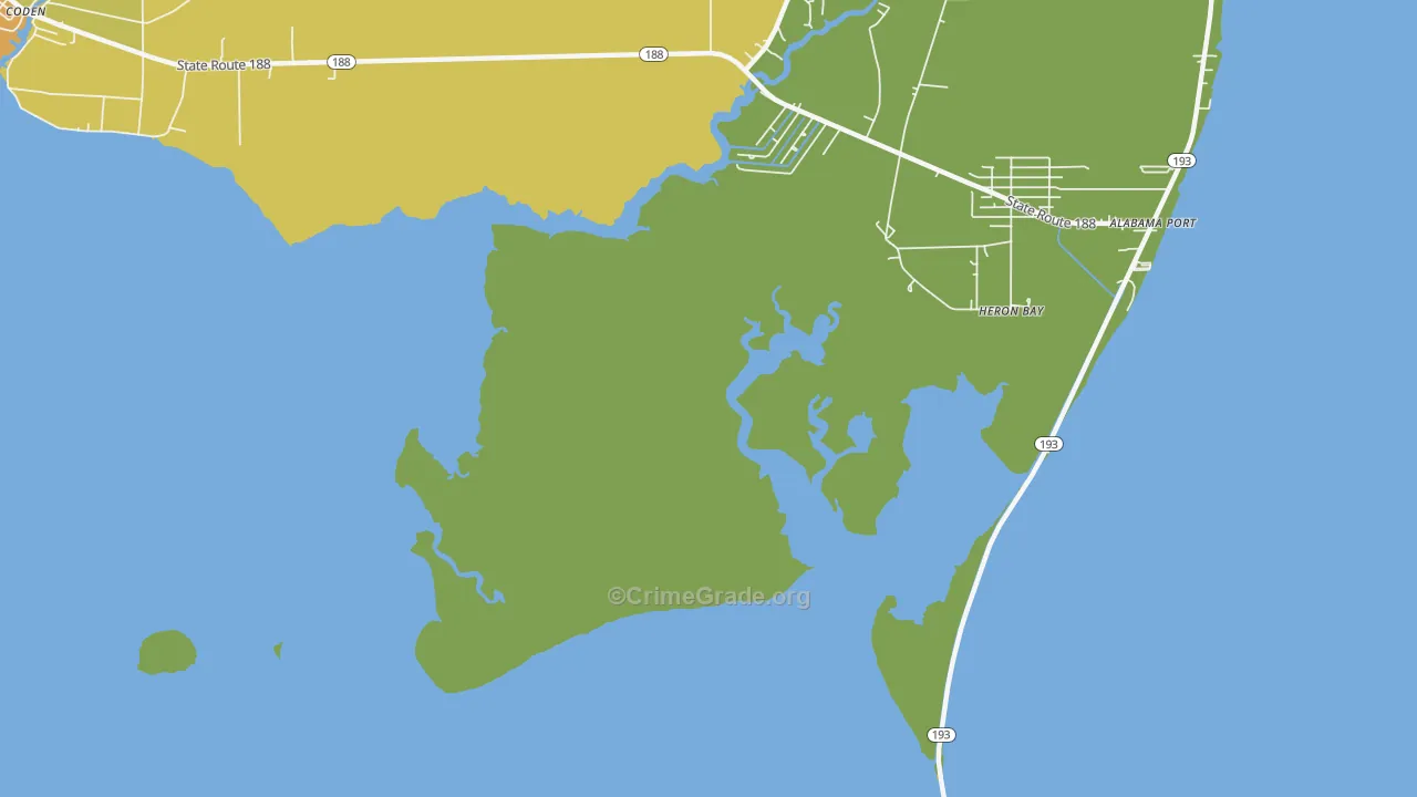 Heron Bay, AL Map of Vehicle Theft Rates
