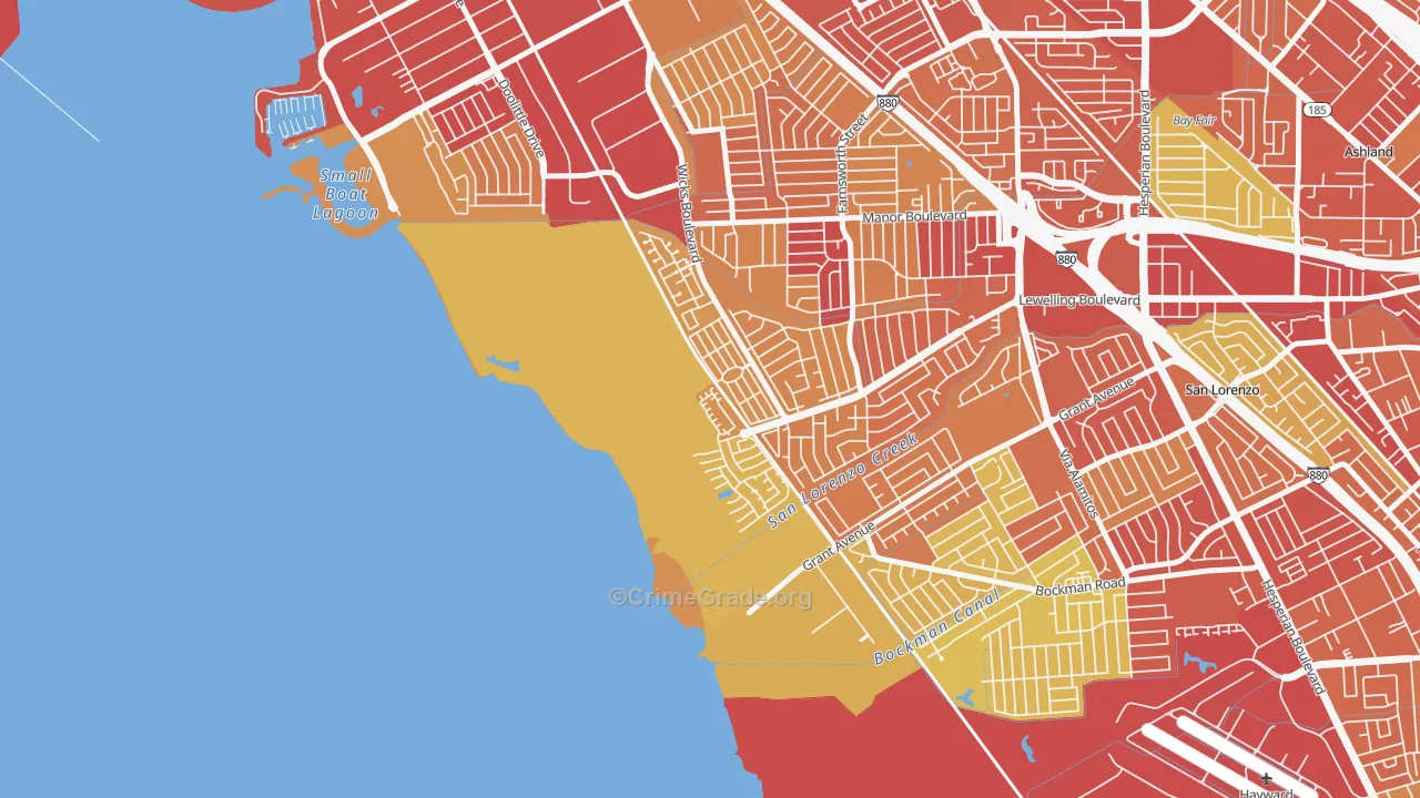 Heron Bay, San Leandro, CA Map of Vehicle Theft Rates