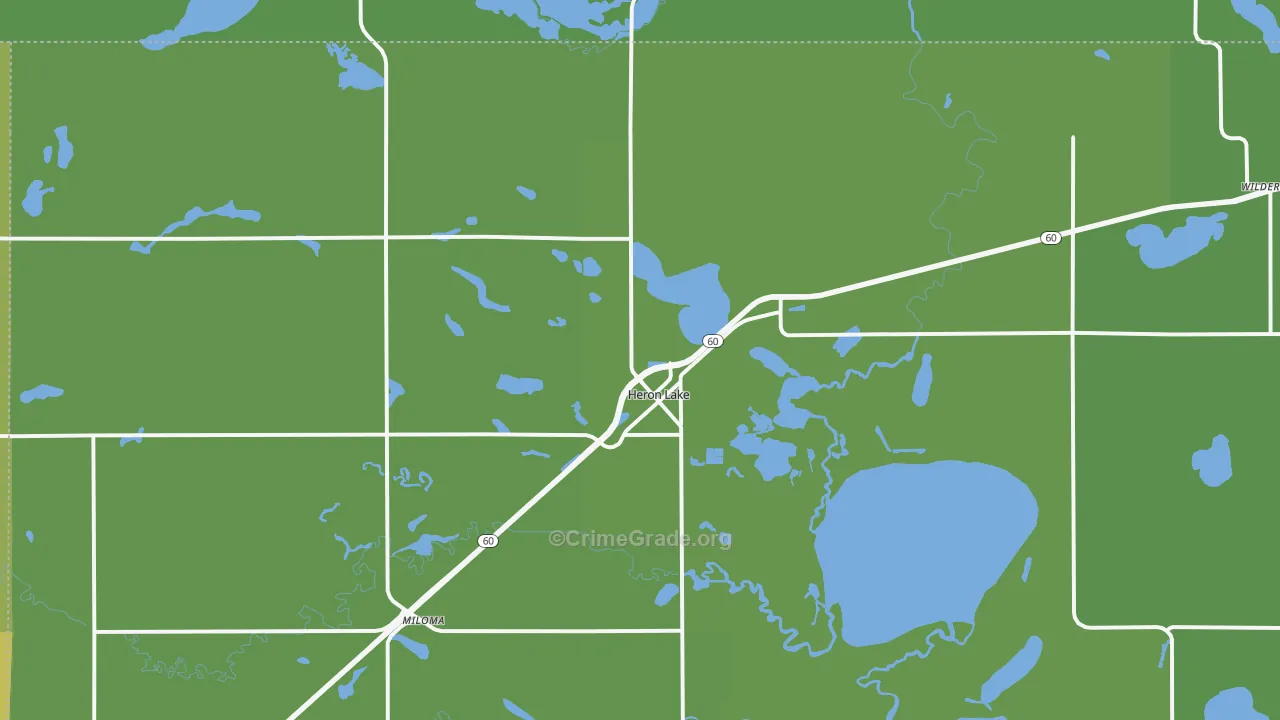 Heron Lake, MN Map of Vehicle Theft Rates