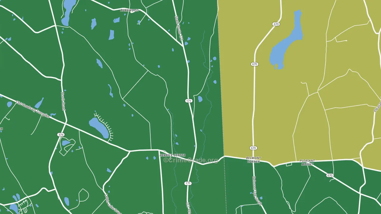 Herrick Center, PA Map of Vehicle Theft Rates