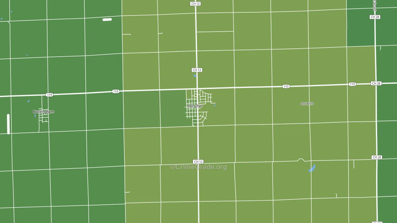 Herscher, IL Map of Vehicle Theft Rates