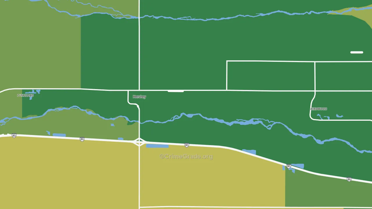 Hershey, NE Map of Vehicle Theft Rates