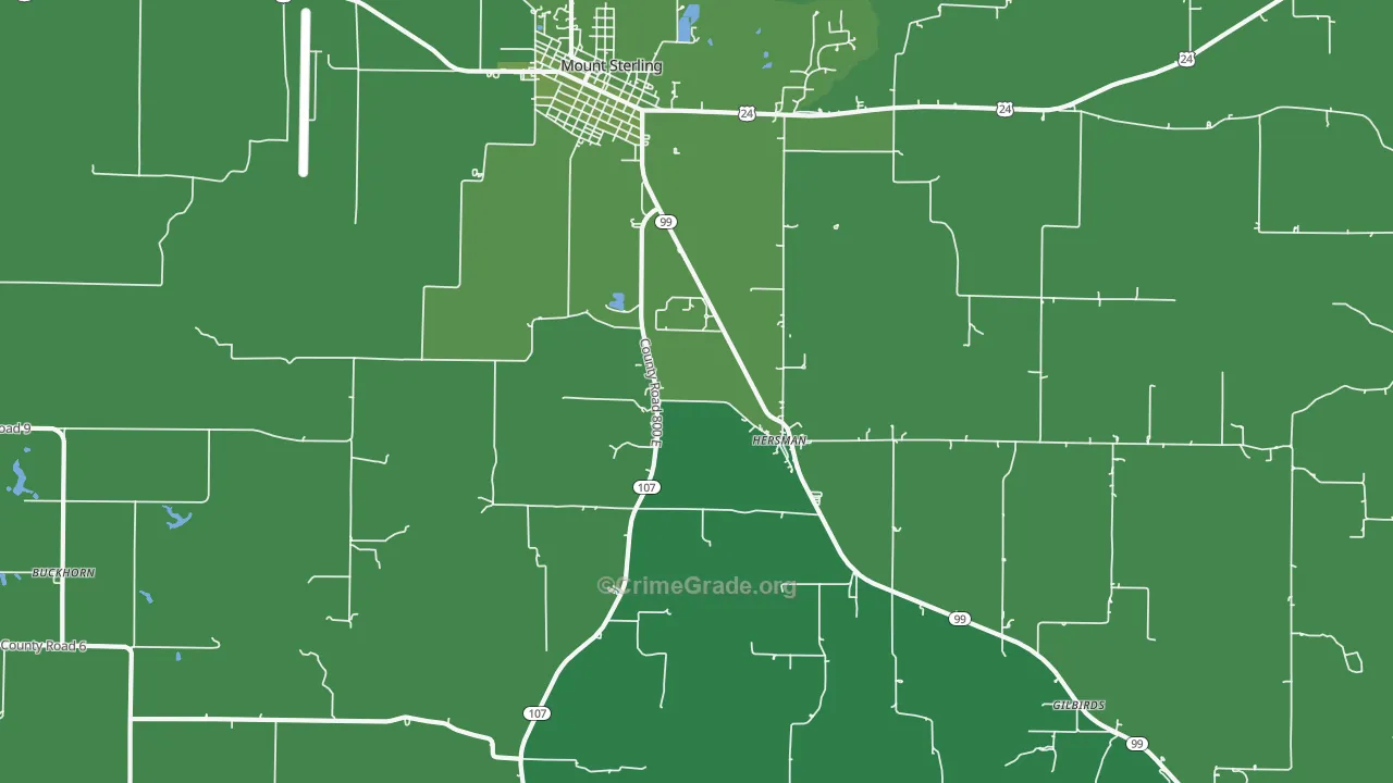 Hersman, IL Map of Vehicle Theft Rates