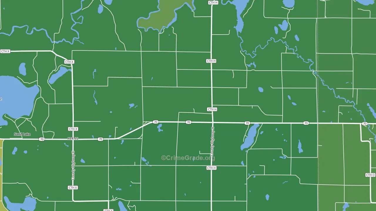 Hertel, WI Map of Vehicle Theft Rates
