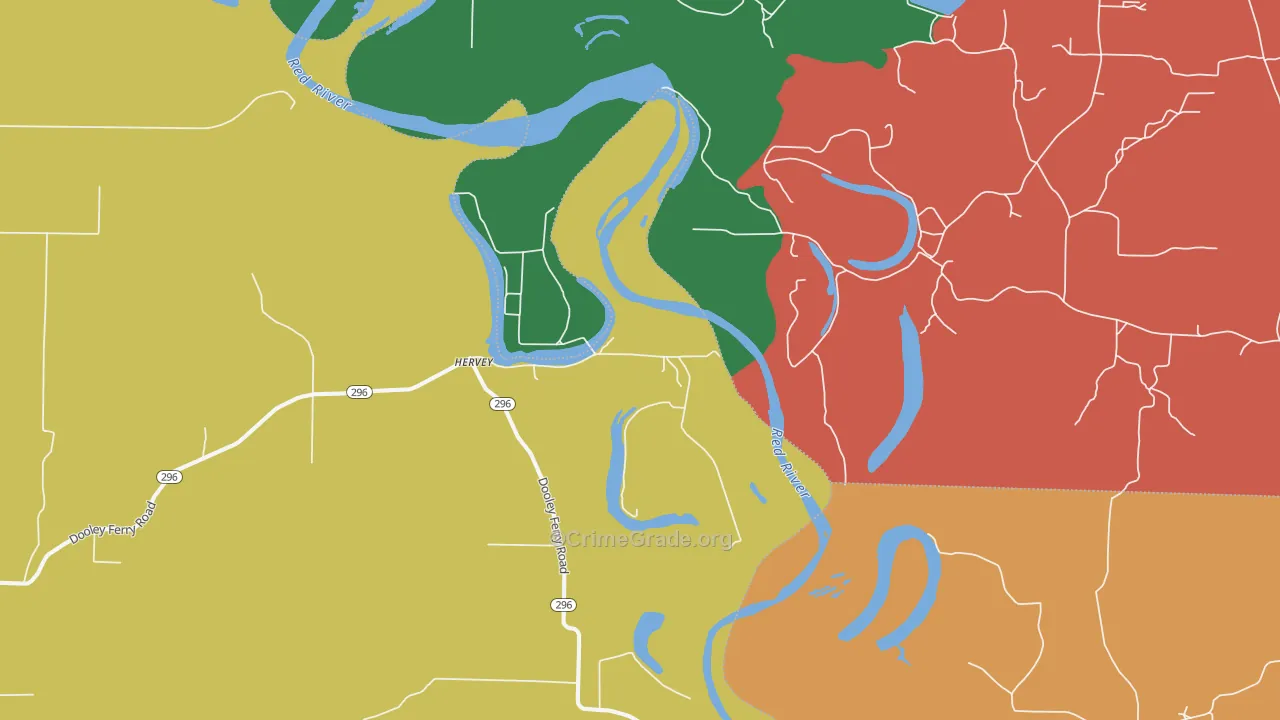 Hervey, AR Map of Vehicle Theft Rates