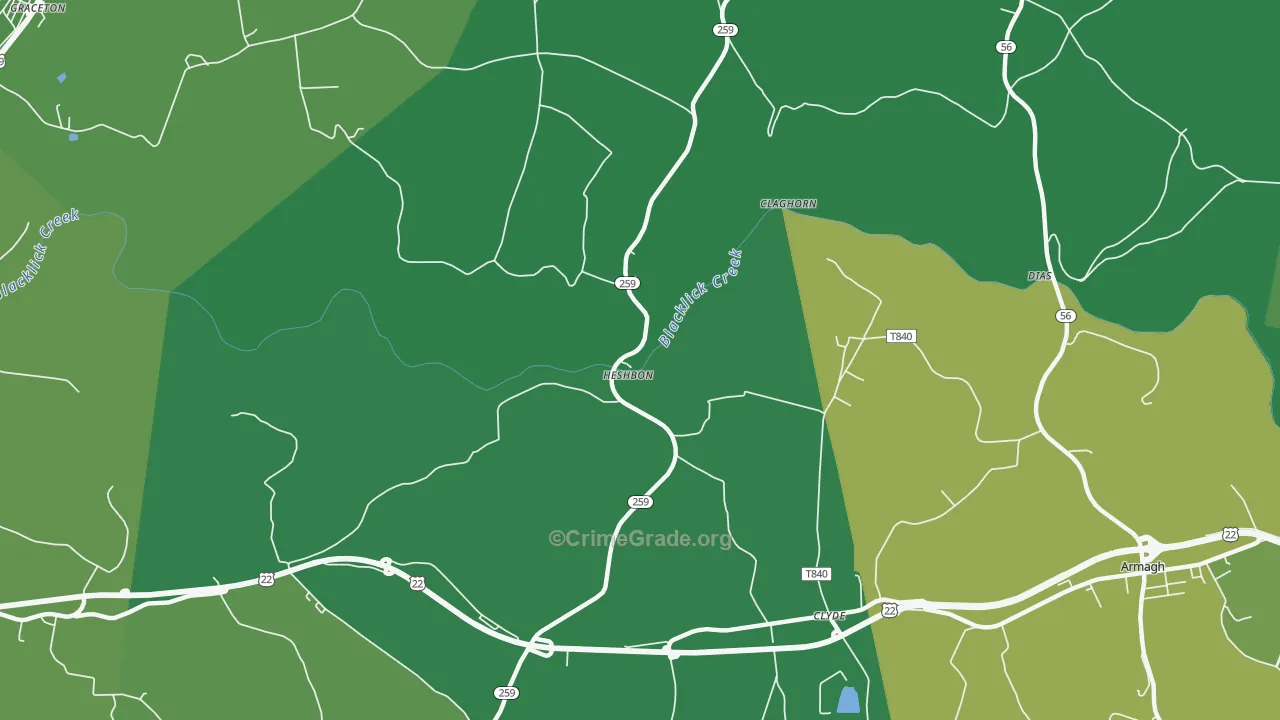 Heshbon, PA Map of Vehicle Theft Rates