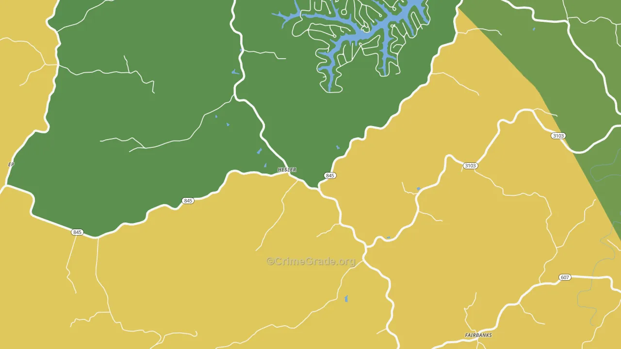 Hesler, KY Map of Vehicle Theft Rates