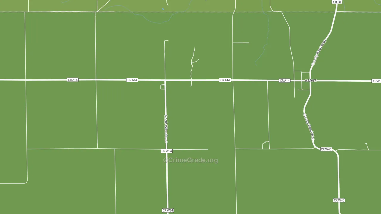Hesper, IA Map of Vehicle Theft Rates