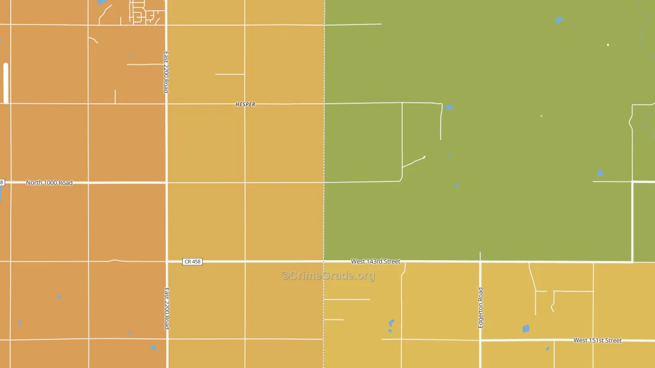 Hesper, KS Map of Vehicle Theft Rates