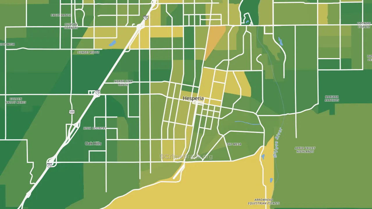 Hesperia, CA Map of Vehicle Theft Rates