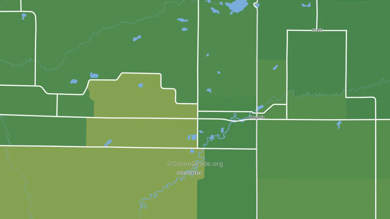 Hesperia, MI Map of Vehicle Theft Rates