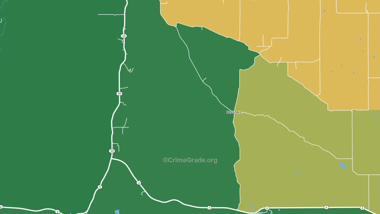 Hessdale, KS Map of Vehicle Theft Rates