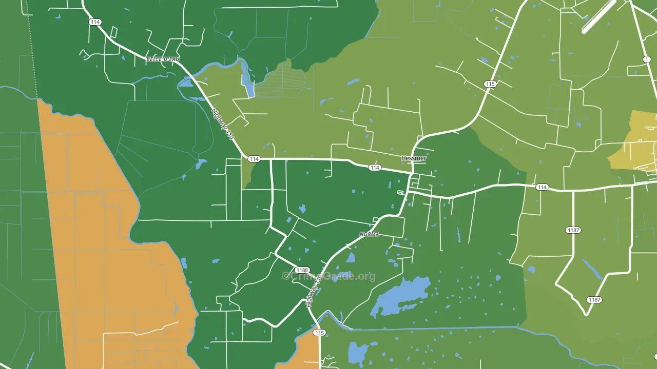 Hessmer, LA Map of Vehicle Theft Rates