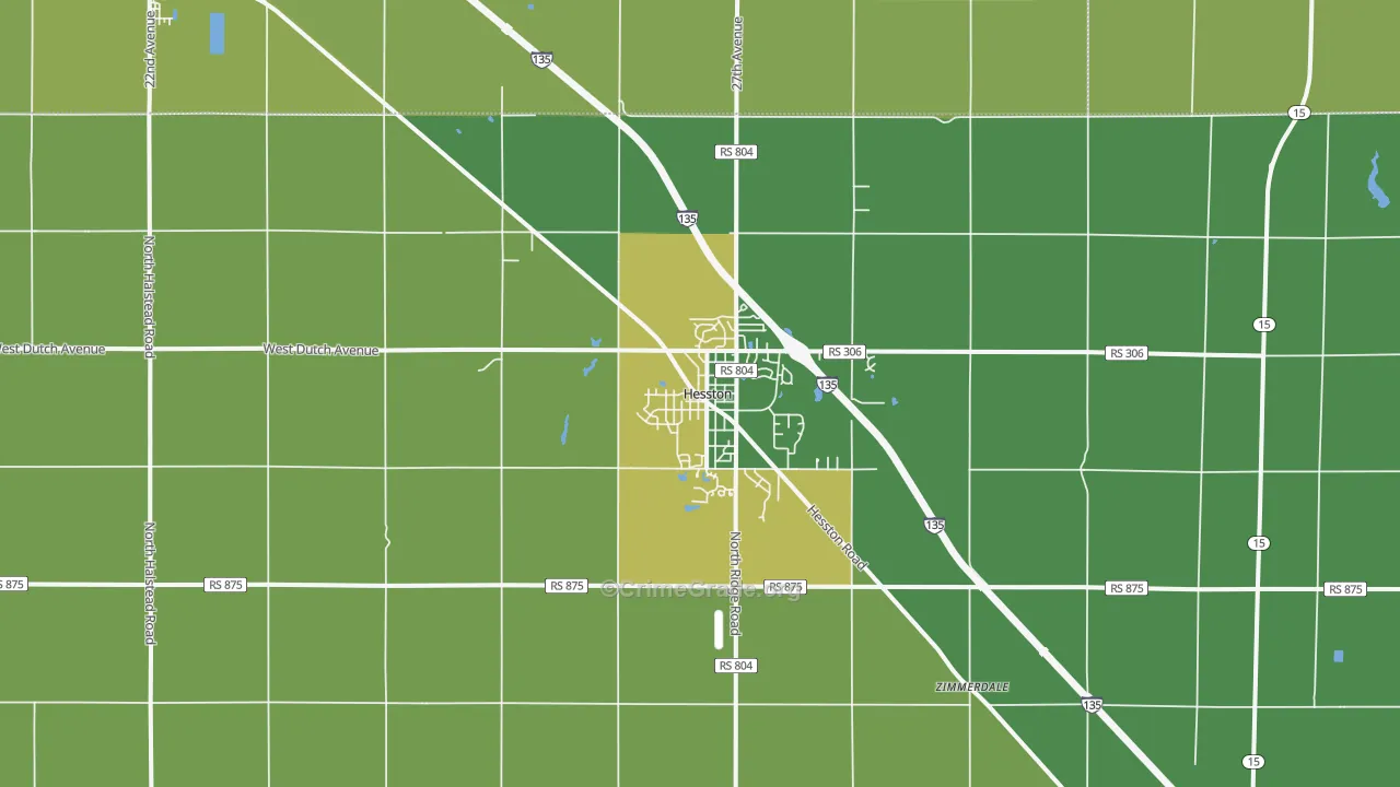 Hesston, KS Map of Vehicle Theft Rates