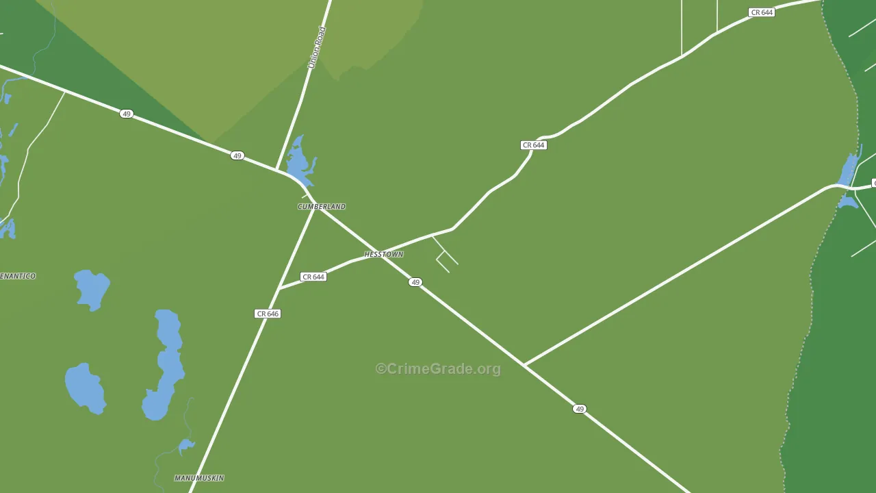 Hesstown, NJ Map of Vehicle Theft Rates