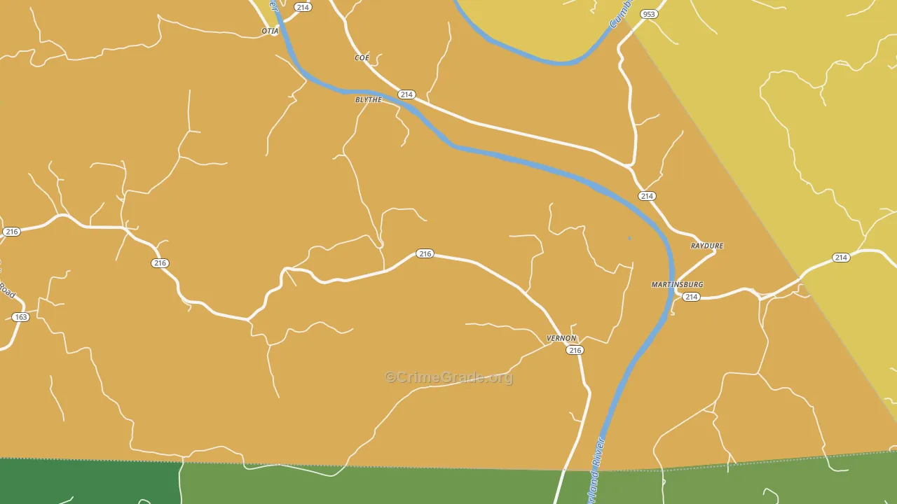Hestand, KY Map of Vehicle Theft Rates