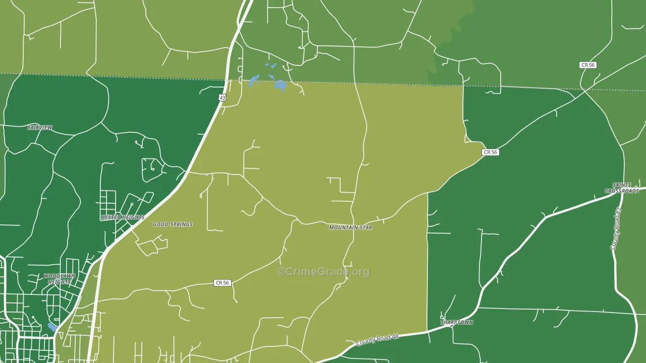 Hester Heights, AL Map of Vehicle Theft Rates