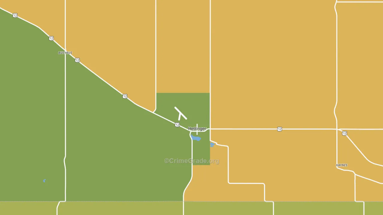 Hettinger, ND Map of Vehicle Theft Rates
