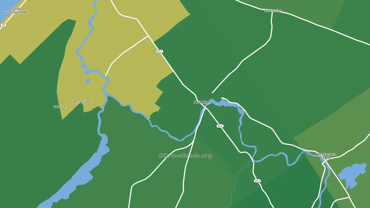 Heuvelton, NY Map of Vehicle Theft Rates
