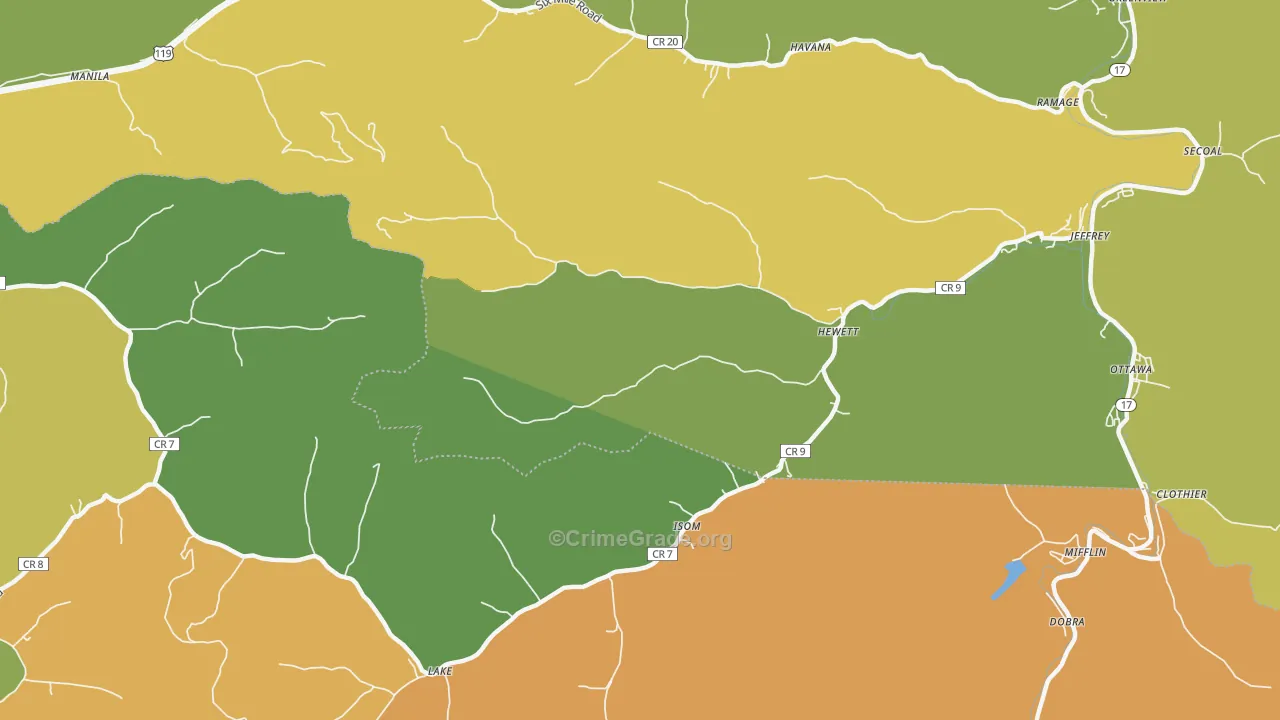 Hewett, WV Map of Vehicle Theft Rates