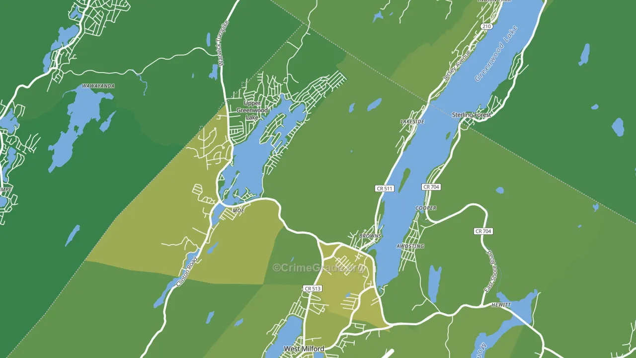Hewitt, NJ Map of Vehicle Theft Rates
