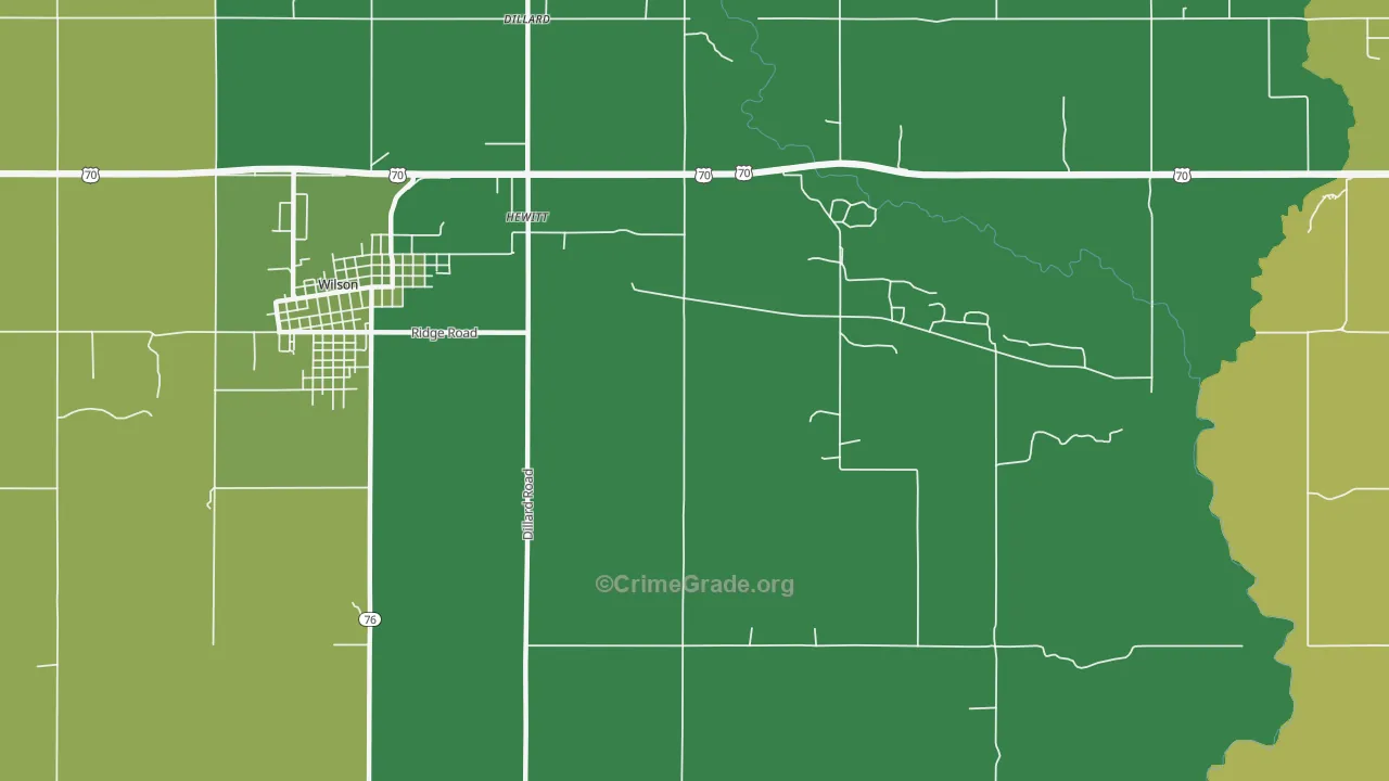 Hewitt, OK Map of Vehicle Theft Rates