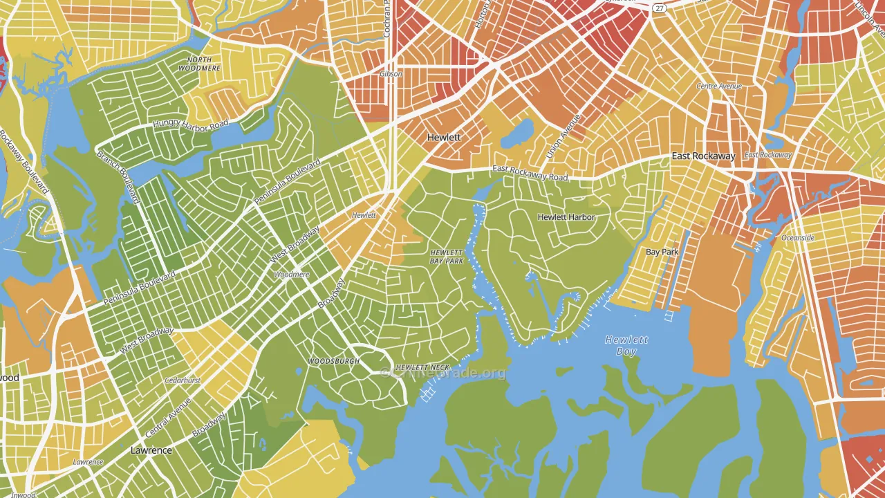 Hewlett Bay Park, NY Map of Vehicle Theft Rates