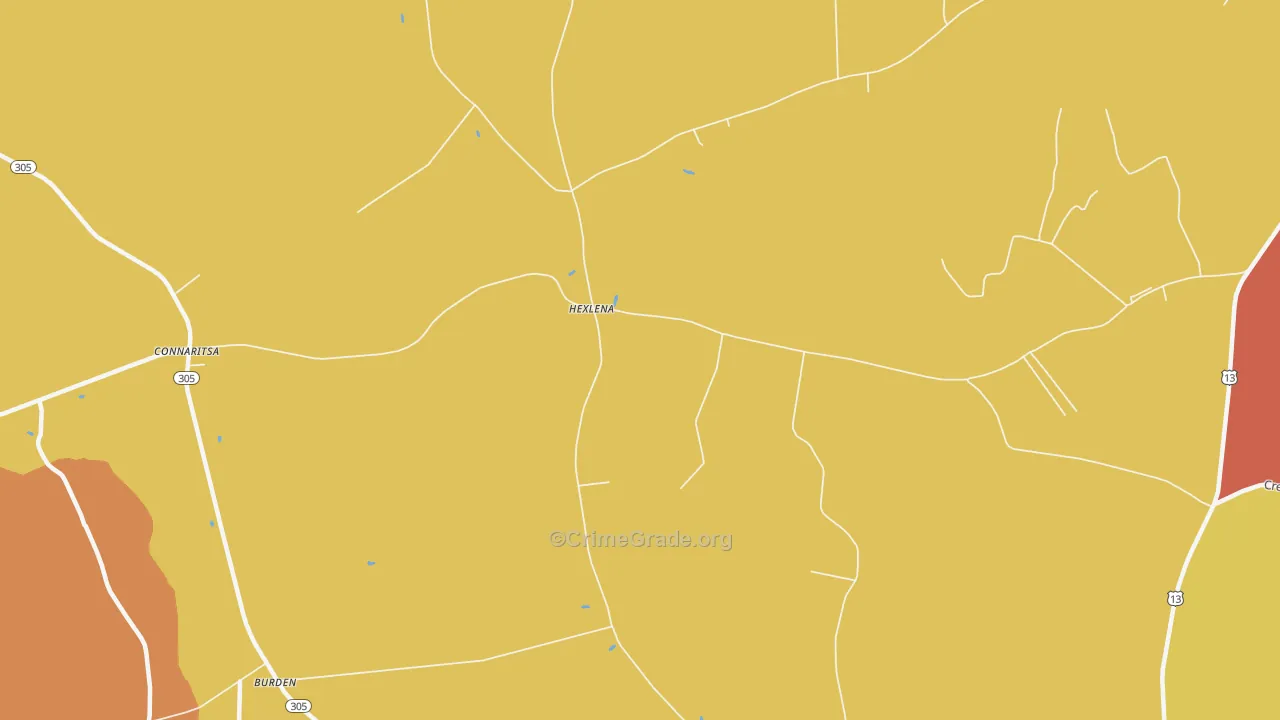 Hexlena, NC Map of Vehicle Theft Rates