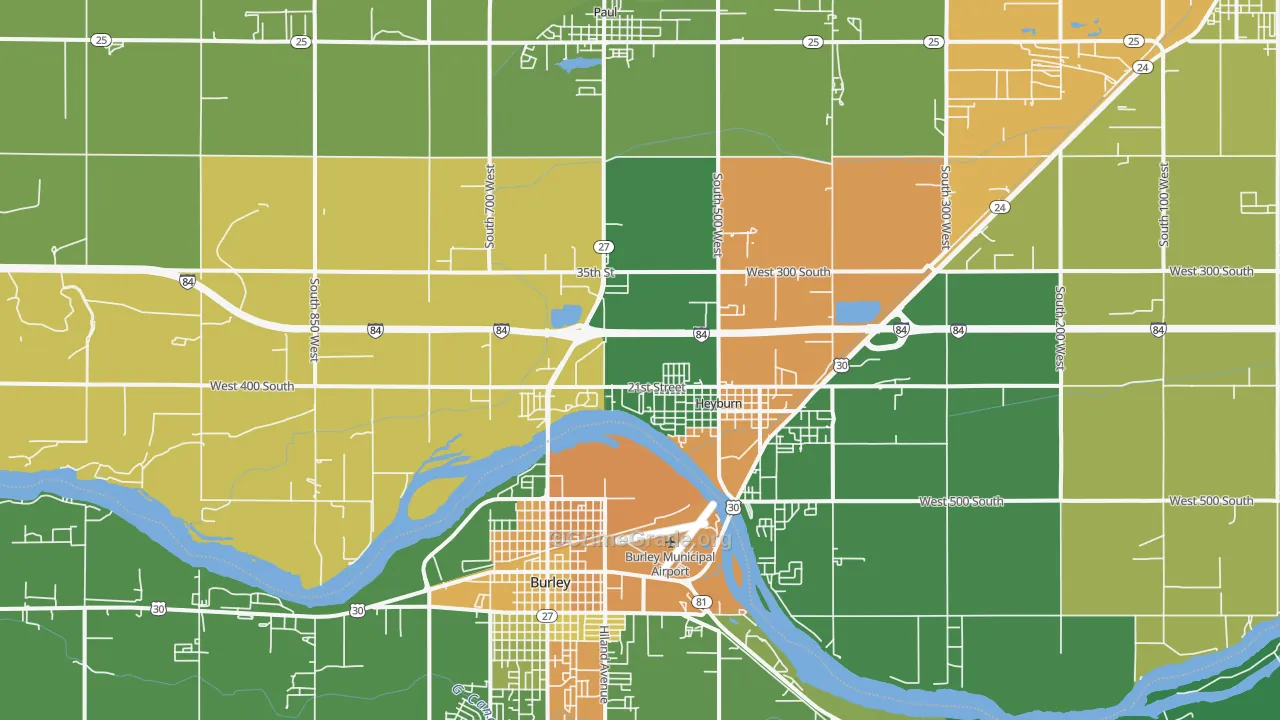 Heyburn, ID Map of Vehicle Theft Rates